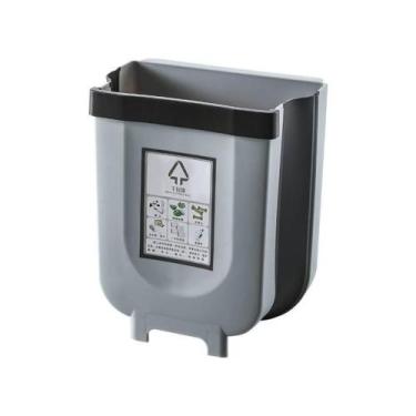 Imagem de Lixeira Dobrável de Parede Plástica Compacta Sortida Cozinha e Banheir