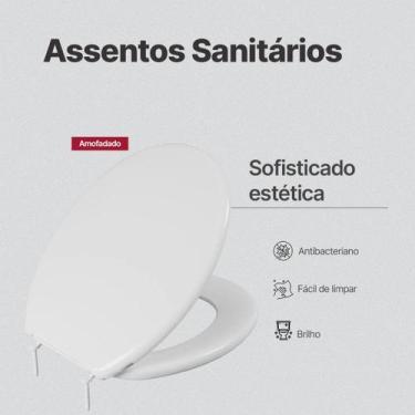 Imagem de Assento Tampa Vaso Sanitário Almofadado Fofinho Redondo Oval Cor Branc