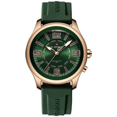 Imagem de Relógio De Quartzo Masculino Mostrador Simples Casual 30m à Prova D`água Verde Dourado