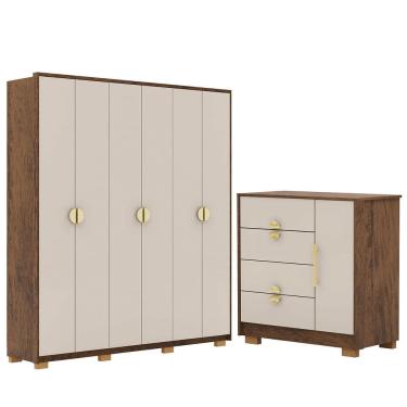 Imagem de Guarda-Roupa 6 Portas 100% MDF e Cômoda Sapateira 4 Gavetas Spain