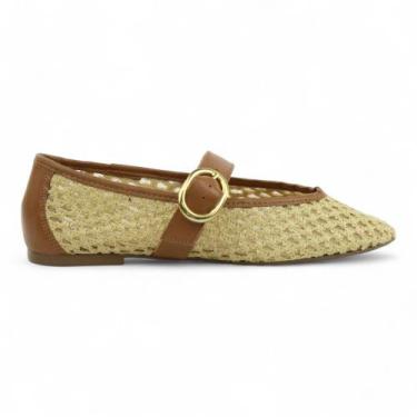 Imagem de Sapatilha Giulia Domna Mary Jane Ráfia, Bege, 36