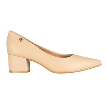 Imagem de Sapato Scarpin Vizzano Bico Fino Salto Bloco, Bege, 36