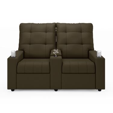 Imagem de Poltrona Reclinável Para Cinema Parma 2 Lugares Baú USB Veludo Capuccino FH1 - D'Rossi