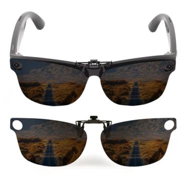 Imagem de HCHRVR Clipe polarizado compatível com Ray-Ban Meta Wayfarer (RW4008 tamanho G padrão 53-22) Clipe de mudança de cor para óculos inteligentes (cinza fica preto, tamanho G cinza fica preto)