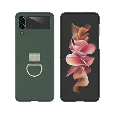 Imagem de Para Samsung Galaxy Z Flip 3 5G Case ZFlip3 Flip4 3 Fundas Finger Ring Matte Phone Cover para Galaxy Z Flip 4 3 Cases, Dark Green, For Z Flip 4