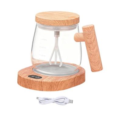 Imagem de Bothyi Caneca elétrica para mistura, caneca automisturadora para chocolate quente, almofada aquecedora, copo agitador automático, copo agitador automático, Claro