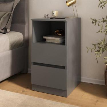 Imagem de Mesa De Cabeceira 38,5cm Com 2 Gavetas Multimóveis Mp4395 Grafite - MU