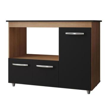 Imagem de Balcão Cooktop 5 Bocas 3 Portas Ana Safana Preto Armário de Cozinha Fo