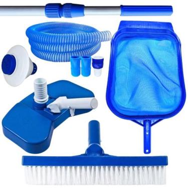 Imagem de Kit Limpeza Piscina Mangueira Silicone 5Mt Cabo 2Mt Clorador - Shopneg