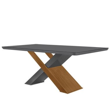 Imagem de Mesa Sala De Jantar Carol 180cm Em Mdf E Vidro
