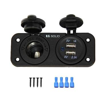 Imagem de U.S. Solid Tomada de carregador de carro de grau marítimo DC 12V adaptador USB duplo isqueiro para carro
