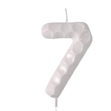 Imagem de Vela de aniversário com número de golfe, vela branca com tema esportivo para tema de golfe, decoração de festa de aniversário, tema esportivo, suprimentos de celebração, textura 3D verdadeira, padrão