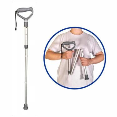 Imagem de Bengala Dobrável Ergonômica Grafite Ajustável Alumínio Mecur - Mercur