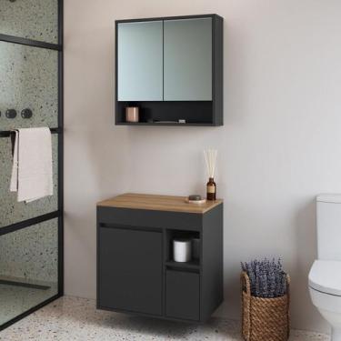 Imagem de Conjunto para Banheiro Gabinete Suspenso 60cm com Espelheira Banglades