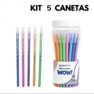 Imagem de Caneta esferografica wow 0.7 colorida e branco jocar office kts, KIT C