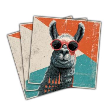 Imagem de Adesivo retrô de lhama com óculos de sol, decalque de vinil vintage de alpaca engraçado para laptop, garrafa de água, carro, caderno, presente para amantes de animais, adesivos presentes para homens