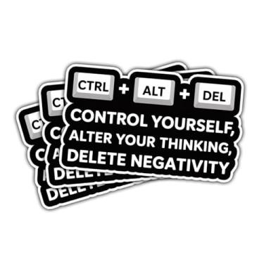 Imagem de (3 peças) CTRL ALT DEL – Control Yourself, Alter Your Thinking, Delete Negativity Vinyl Decal, Adesivo motivacional para laptops, garrafas de água e mesas de escritório – Citação minimalista de
