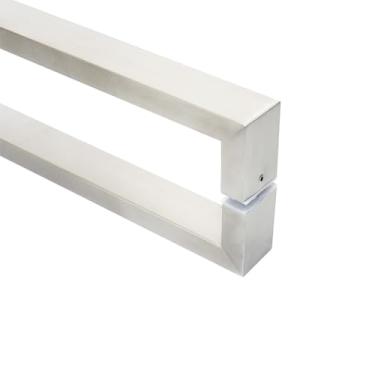 Imagem de Puxador Inox Porta Pivotante Square 62cm Madeira Vidro Cor:Escovado Fosco