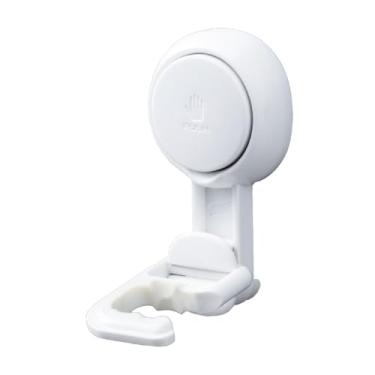 Imagem de Suporte/suporte de esfregão branco, montado na parede, sem rastro, sem perfuração, ganchos de ventosa a vácuo para cozinha, banheiro, sala de estar – armazena guarda-chuvas, toalhas, vassouras