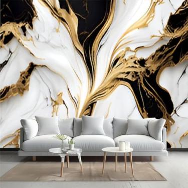 Imagem de Papel de parede de papel de parede preto dourado textura de mármore marmorizado fundo texturizado distorcido papel de parede decoração de parede mural de parede decoração de casa para quarto sala de