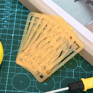 Imagem de Régua de Modelo de Desenho de Engenharia Multiuso Com 27 Furos, Escudo de Apagamento para Materiais de Arte (Laranja)