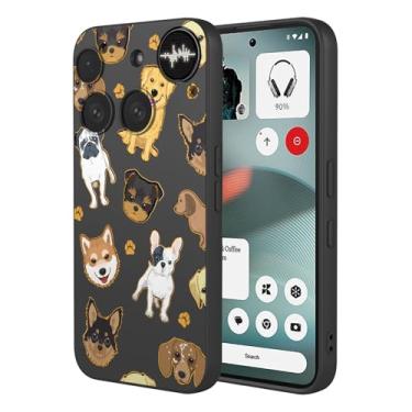 Imagem de HTXWXJC Capa para celular Nothing Phone 3, à prova de choque, flexível, amortecedor, TPU, capa macia com estampa de cachorro, para celular 3, cachorro preto