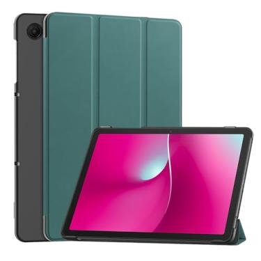 Imagem de Capa para tablet T-Mobile REVVL TAB 2 de 10,1 polegadas – Capa protetora de couro PU + PC com suporte dobrável, hibernar/despertar automático, capa fina e leve à prova de choque (verde)