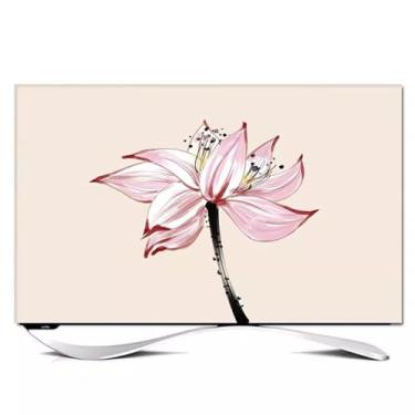 Imagem de Capa contra poeira para TV padrão peônia interna de 32 a 65 polegadas, protetor à prova de poeira para mesa/pendurar TVs LED para sala de estar/quarto decoração-flor4||55 polegadas