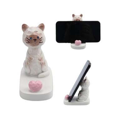 Imagem de Amamcy Suporte de telefone fofo gatinho adorável sentado gato sentado suporte de celular com desenho animado animal suporte para tablet ornamento de mesa de gato