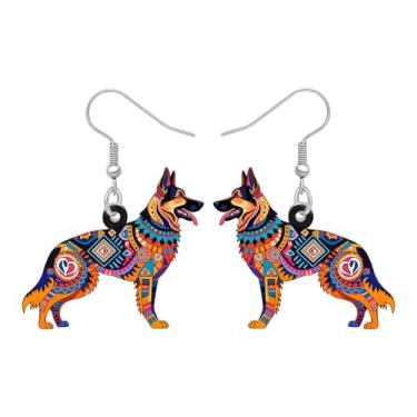 Imagem de DOWAY Presentes de pastor alemão, brincos boêmios, para mulheres, joias boêmias, brincos de animais, presentes para amantes de cães, presentes para mulheres, mães, donas de animais de estimação