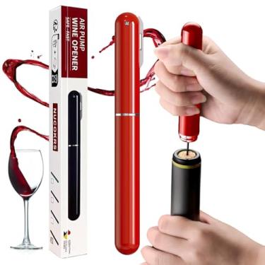 Imagem de Abridor de vinho com bomba de ar com cortador de alumínio - saca-rolhas estilo caneta NUCOKRS Abre em 3-7 bombas, sem esforço e sem danos à cortiça, presente compacto para amantes de vinho (vermelho)