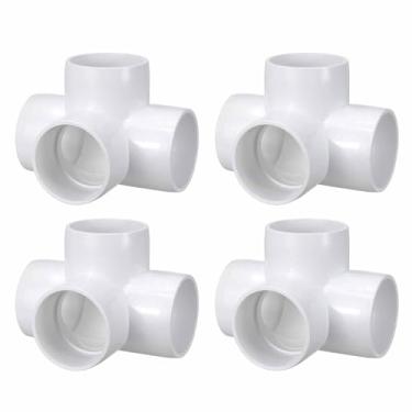 Imagem de DTGN 4 peças de encaixe de PVC de cotovelo de 5 cm, encaixe de tubo de PVC de grau cruzado de 4 vias SCH40, conector de cotovelo de canto DIY para móveis de construção, conexão de estrutura de estufa