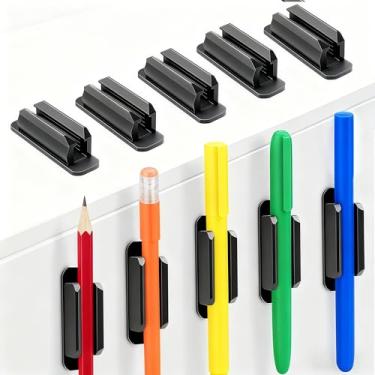 Imagem de LUSTRIB Pacote com 10 suportes de lápis adesivos para mesa, suporte de caneta de silicone pegajoso com almofadas adesivas para marcadores essenciais de escritório, materiais para professores