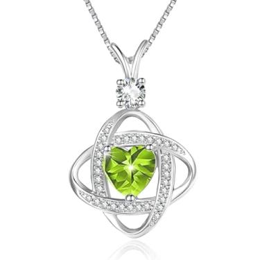 Imagem de HeartMelody Colar infinito feminino banhado a ouro branco 14 K 18 K delicado coração pingente de pedra do mês de nascimento, colar diário, aniversário, presente de aniversário para esposa e mãe