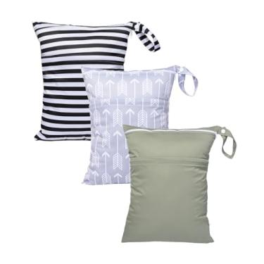 Imagem de Kawigo Pacote Com 3 Bolsas Molhadas E Secas Dois Bolsos Zíper Para Viagem, Praia, Piscina, Reutilizável, À Prova D'Água, Bolsa De Ioga, Academia Bebês, Fraldas Pano, Maiôs Roupas 3L01