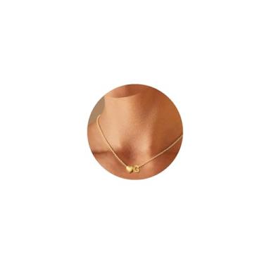 Imagem de QILMILY Colares femininos com inicial bolha - Colar de coração banhado a ouro 14K com letra de coração para mulheres, joias de ouro, presentes personalizados, Latão, Sem Pedra Preciosa