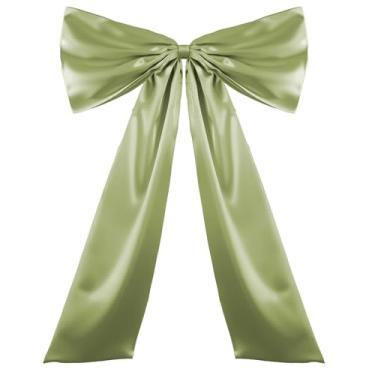 Imagem de YonJeeky Decorações de laço grande 104 x 66 centímetros laço de fita de cetim gigante para pano de fundo de festa de aniversário decoração de quarto de parede arco de coquete casamento noiva despedida