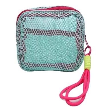 Imagem de Bolsa de cosméticos quadrada de malha colorida, feminina, portátil, para fones de ouvido, batom, guardanapos higiênicos, bolsa de armazenamento, pequenos sacos de maquiagem com zíper, Verde