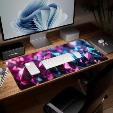 Imagem de Tapete de mesa minimalista de couro, mouse pad de arte colorida grande teclado de computador mousepad para jogos à prova d'água protetor e capa de mesa, tapete decorativo de couro PU para laptop