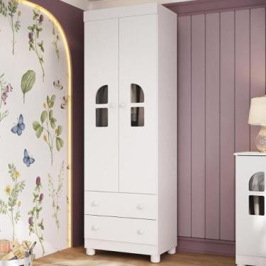 Imagem de Guarda-roupa Infantil 62cm 2 Portas com Vidro e 2 Gavetas Nina Multimó