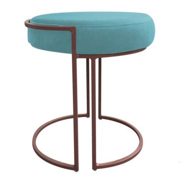 Imagem de Kit 02 Puff Love Suede Base Cobre Azul Turquesa