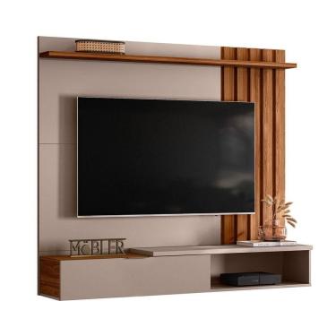 Imagem de Home Rack Painel Suspenso 1.6 Vegas Sala Para Tv De 65 Polegadas Grigio Fosco Com Cinamomo Mel