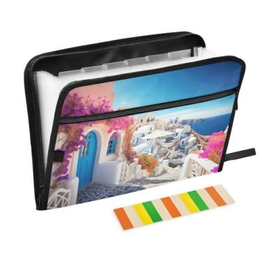 Imagem de Wassud Beach House Pasta organizadora de arquivos de papel A4 com etiquetas, pasta de arquivos expansível, 13 bolsos