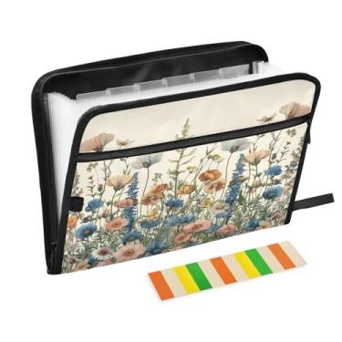 Imagem de Wassud Spring Bushes Acordeão Organizador de Arquivos Letra A4 Pasta de Arquivo de Papel Organizador de Documentos com Etiquetas Pasta de Arquivo Expansível 13 Bolsos