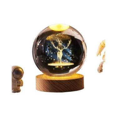 Imagem de Bola De Cristal 3D 6cm Luz Noturna LED Sistema Solar Planetas Lua Astr