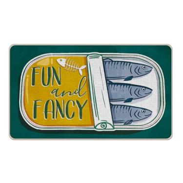 Imagem de Livcoz Tapete de porta da frente para sardinhas pode ser bem-vindo, tapete decorativo de praia divertido e extravagante, tapete de entrada antiderrapante, náutico, frutos do mar, discreto, interior