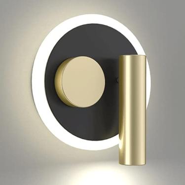 Imagem de Arandela de parede LED de 13W com interruptor, formato redondo/quadrado e giratório, iluminação de destaque ajustável para leitura ao lado da cama no quarto.