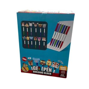 Imagem de Kit 12 Canetas com Blocos de Montar, Régua Educativa, Plástico Atóxico, Cores Sortidas, 15cm, Acima de 4 Anos