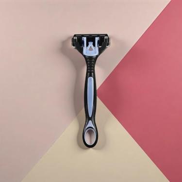 Imagem de Navalha manual de 3 lâminas para homens – Seguro para pele sensível, cabo ergonômico antiderrapante, cabeça de lâmina substituível para viagens e barbear diário