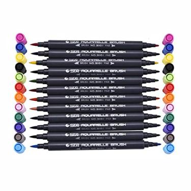 Imagem de MOUDOAUER Fineliner Tip Set Drawing 12 Colors STA Dual Brush Accessory Water Based Art Marker Pens